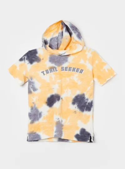 FAME FOREVER Boys Tie Dye Print Hooded T-shirt